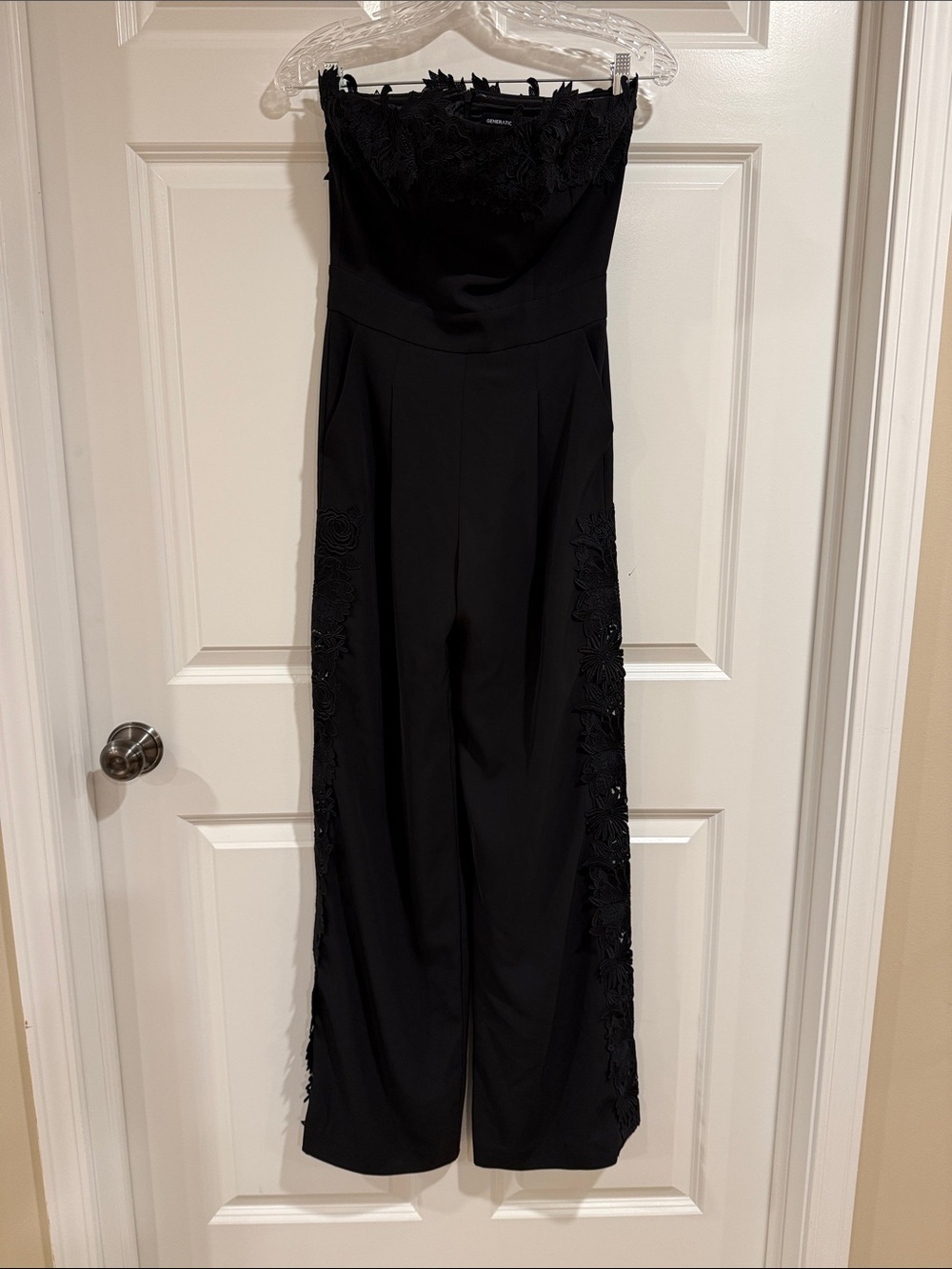 Generation Love *NWT* Black Strapless Jumpsuit with Floral Appliqué
